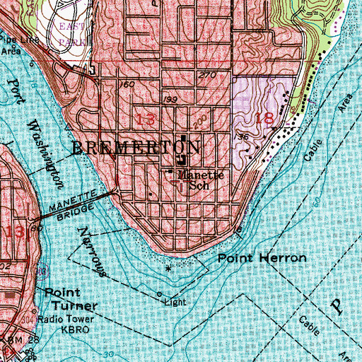 Topographic Map of Bremerton Senior Center, WA
