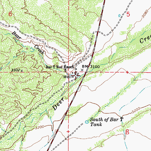 Topographic Map of Bear Creek, AZ
