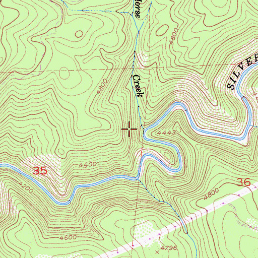 Topographic Map of Gray Horse Creek, CA