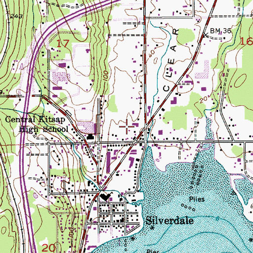 Topographic Map of Silverdale Billie Eder Community Center, WA