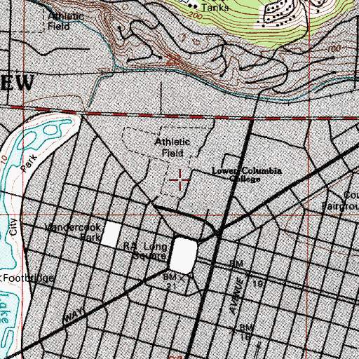 Topographic Map of Lower Columbia College Myklebust Gymnasium, WA