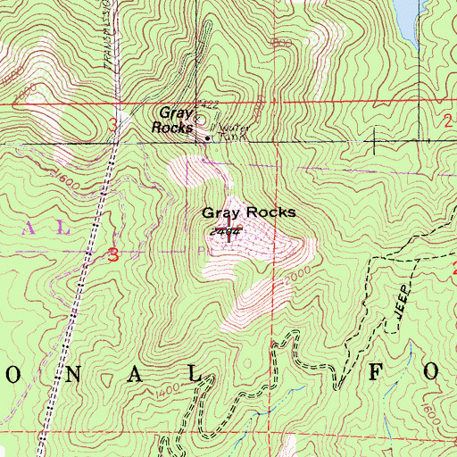Topographic Map of Gray Rocks, CA