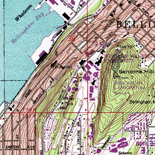 Topographic Map of Western Washington University Carver Gymnasium, WA
