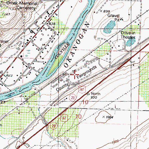 Topographic Map of Okanogan County Fairgrounds, WA