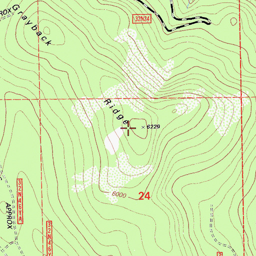 Topographic Map of Grayback Ridge, CA