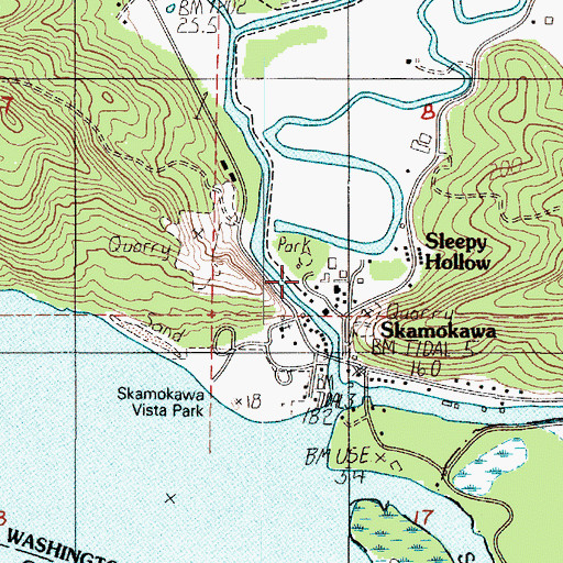 Topographic Map of Wahkiakum County Fairgrounds, WA