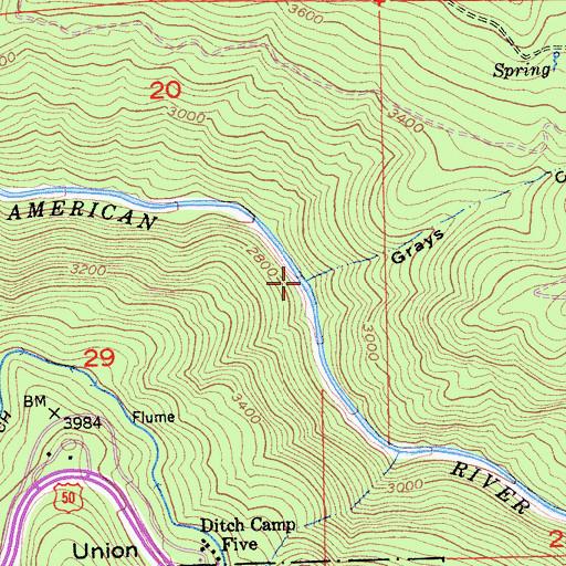 Topographic Map of Grays Canyon, CA