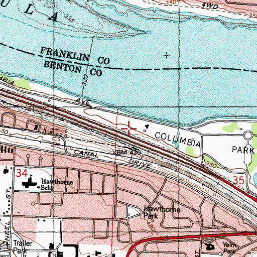 Topographic Map of Columbia Park Golf Course, WA