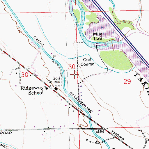 Topographic Map of Ellensburg Golf Club, WA