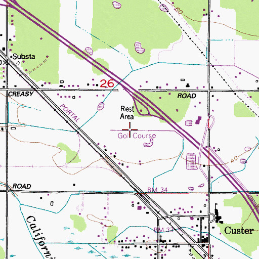 Topographic Map of Grandview Golf Course, WA