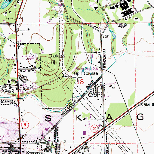 Topographic Map of Sauk Mountain View Golf Course, WA