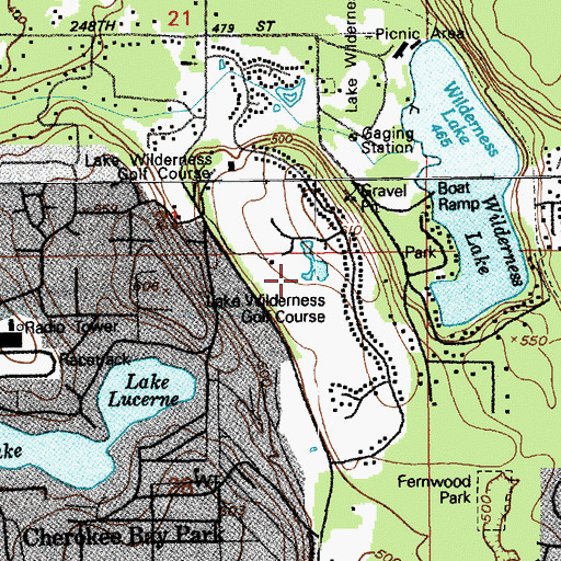 Topographic Map of Lake Wilderness Golf Course, WA