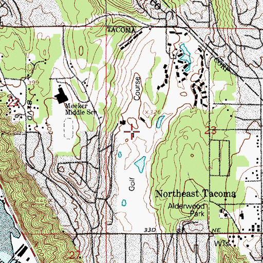 Topographic Map of North Shore Golf Course, WA