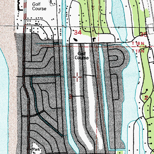 Topographic Map of Ocean Shores Golf Course, WA