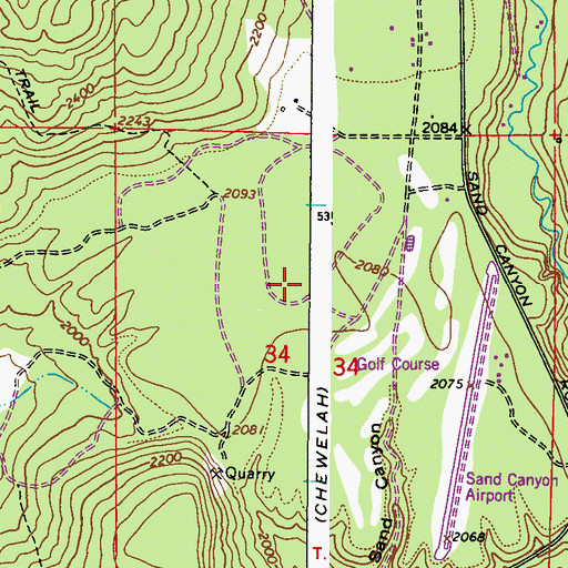 Topographic Map of Chewelah Golf and Country Club, WA