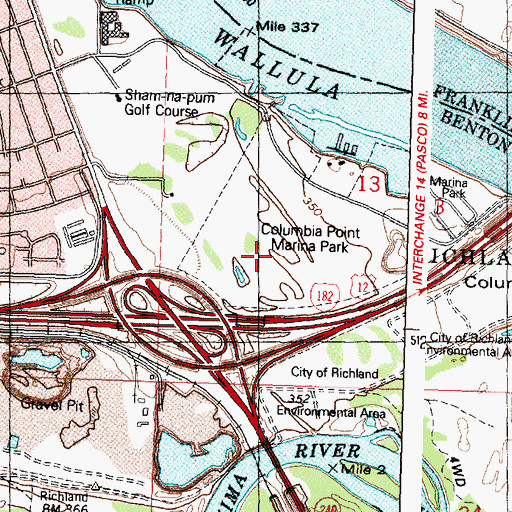 Topographic Map of Columbia Point Golf Course, WA