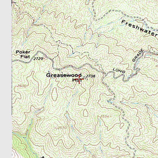 Topographic Map of Greasewood Hill, CA