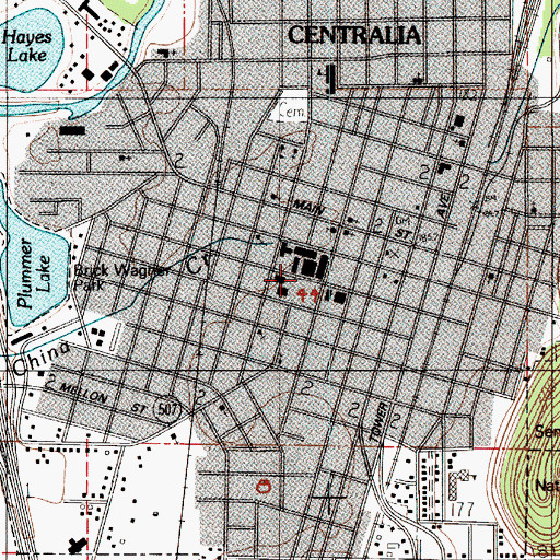 Topographic Map of Centralia College Clock Tower, WA