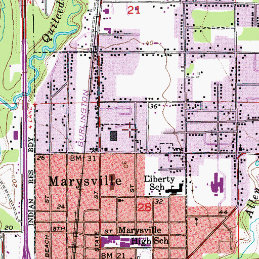Topographic Map of Allen Creek Community Church, WA