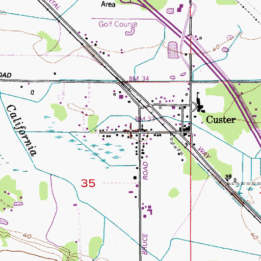 Topographic Map of Custer United Methodist Church, WA