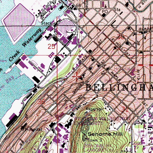 Topographic Map of Bellingham Seventh Day Adventist Church, WA