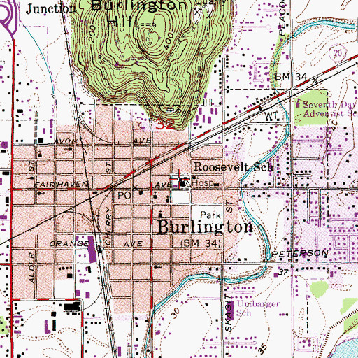 Topographic Map of Burlington Foursquare Church, WA
