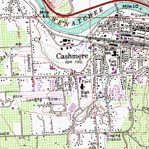 Topographic Map of Cashmere Seventh Day Adventist Church, WA