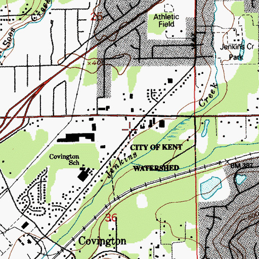 Topographic Map of Covington Community Church, WA