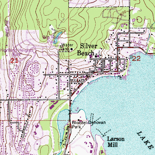 Topographic Map of Silver Beach Community Church, WA
