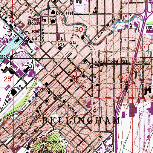 Topographic Map of Garden Street United Methodist Church, WA