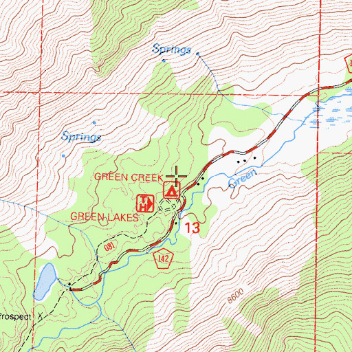 Topographic Map of Green Creek Campground, CA