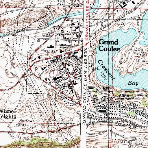 Topographic Map of Grand Coulee Adventist Church, WA