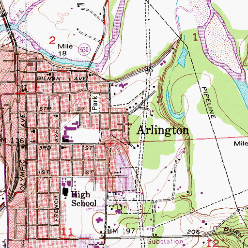 Topographic Map of Immaculate Conception Church, WA