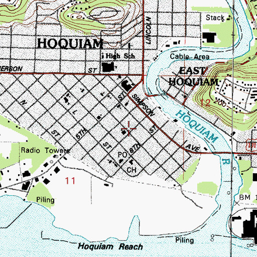 Topographic Map of Grays Harbor Church of the Nazarene, WA