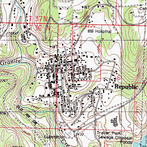 Topographic Map of Republic Church of the Nazarene, WA