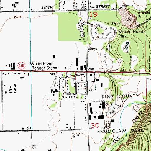 Topographic Map of Enumclaw Community Church, WA