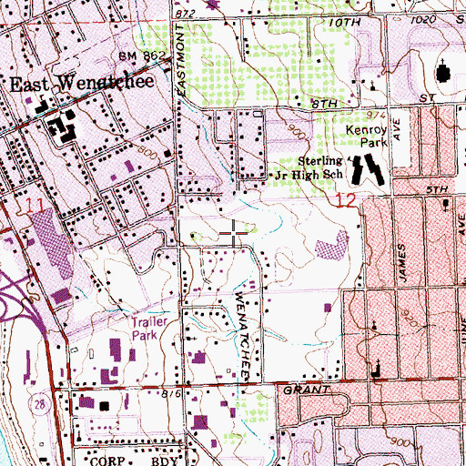 Topographic Map of Eastmont Community Church, WA