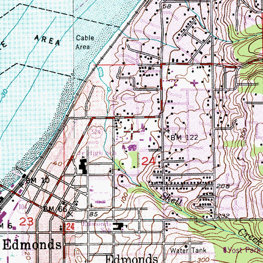 Topographic Map of Edmonds United Methodist Church, WA