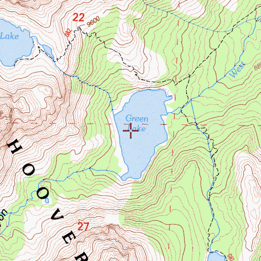 Topographic Map of Green Lake, CA