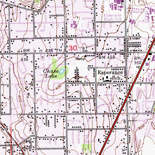 Topographic Map of Edmonds Unitarian Universalist Church, WA