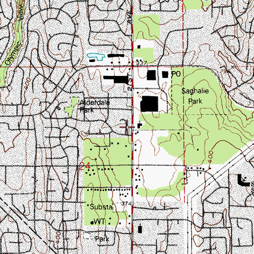 Topographic Map of Evergreen Bible Chapel, WA