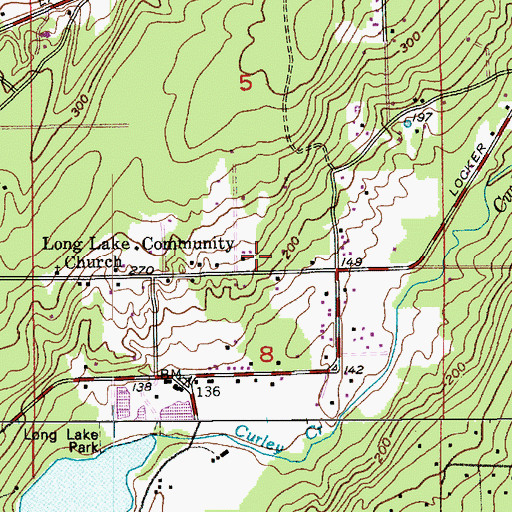 Topographic Map of Evergreen Baptist Church, WA