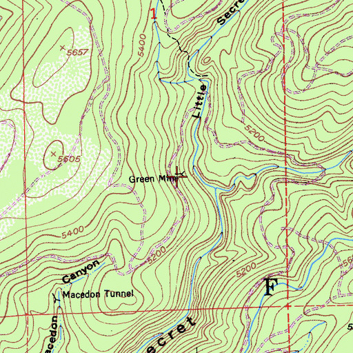 Topographic Map of Green Mine, CA