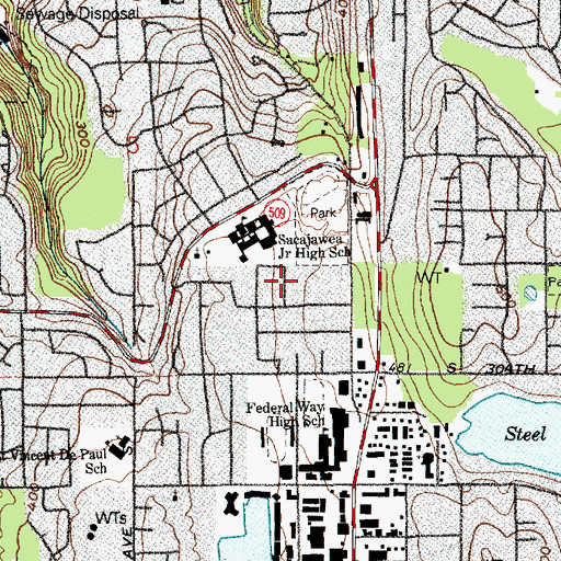 Topographic Map of First Baptist Church of Federal Way, WA