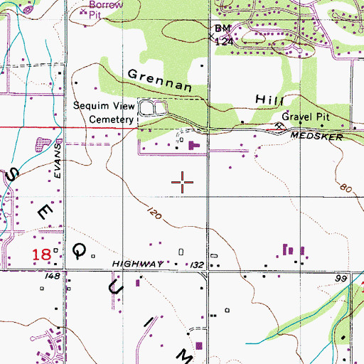 Topographic Map of First Baptist Church of Sequim, WA