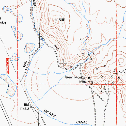 Topographic Map of Green Monster Mine, CA