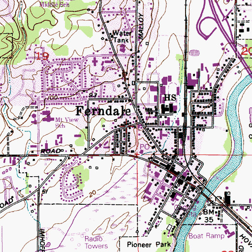 Topographic Map of First Baptist Church, WA