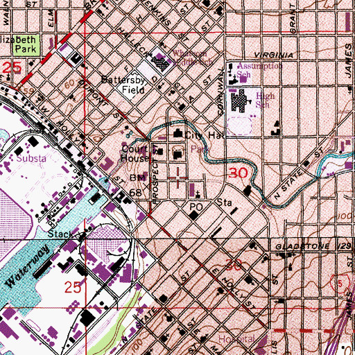 Topographic Map of First Baptist Church of Bellingham, WA