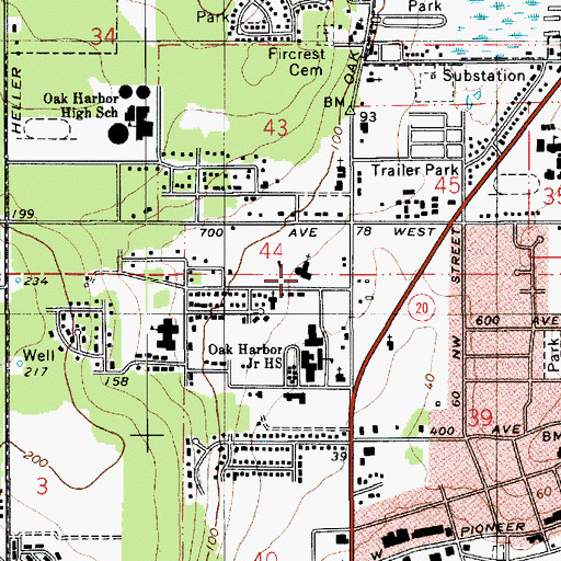 Topographic Map of First Reformed Church, WA