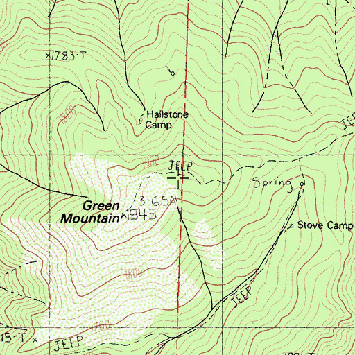 Topographic Map of Green Mountain, CA